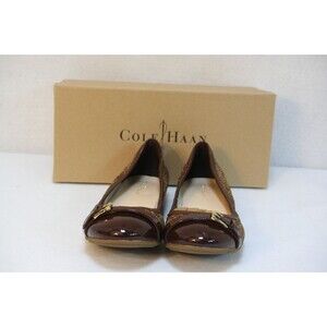 Cole Haan Womens Air Reesa Buckle Ballet Flats 8B Real Fur Chestnut Slip On NEW